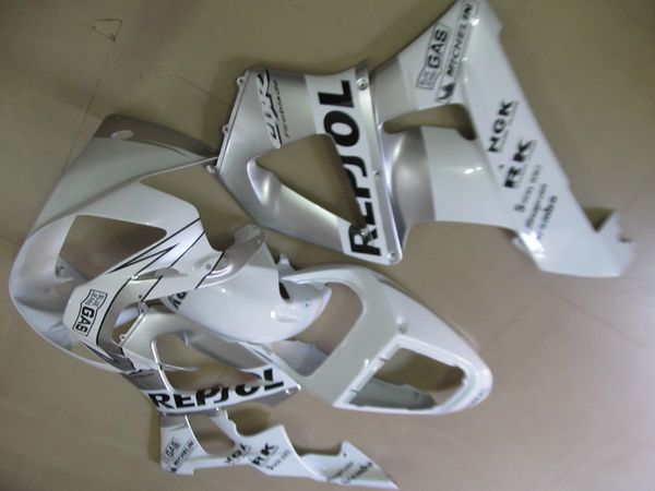 Kit de carenado 100% moldeado por inyección para Honda CBR900RR 00 01 juego de carenados plateados blancos CBR929RR 2000 2001 OT23