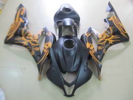 Injectie Gevormde Fairing Kit voor Honda CBR600RR 07 08 Geel Black Backings Set CBR600RR 2007 2008 OT10