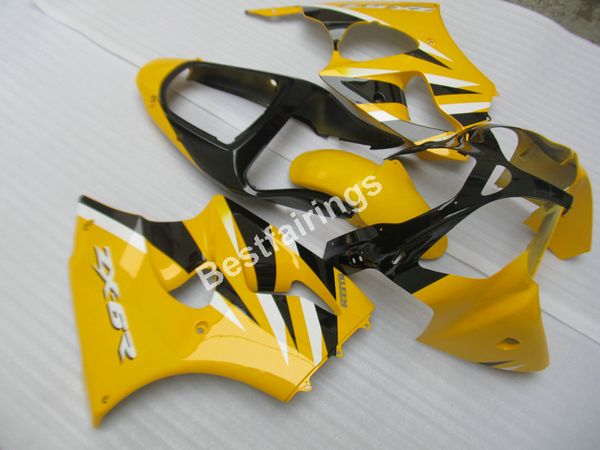 Moulage par injection 100% adapté aux carénages Kawasaki Ninja ZX6R 00 01 02 kit de carénage noir jaune ZX6R 2000 2001 2002 TY19