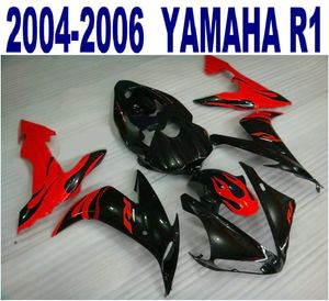 Injectie Molding ABS Full Fairing Kit voor Yamaha 2004-2006 YZF R1 Rood Zwart Motorfiets Onderdelen YZF-R1 04 05 06 Valerijen Set PQ66