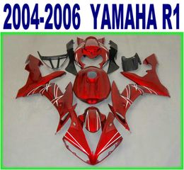 Spritzguss-ABS-Kunststoff-Verkleidungsset für Yamaha YZF-R1 04 05 06, rot-schwarzes Verkleidungsset, Yamaha R1 2004 2005 2006 YQ42