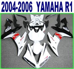 Kit de carenado de plástico ABS moldeado por inyección para YAMAHA YZF-R1 04 05 06 juego de carenados negro rojo blanco yzf r1 2004 2005 2006 YQ29