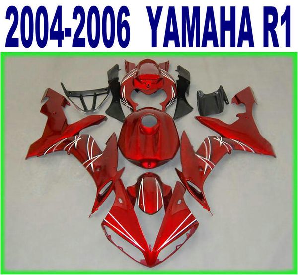 Kit de carénage en plastique ABS moulé par injection pour YAMAHA YZF-R1 04 05 06 ensemble de carénages rouge noir yzf r1 2004 2005 2006 YQ42