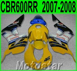 Kit de carénage de moulage par injection pour HONDA CBR600RR 07 08 aftermarket CBR 600RR F5 2007 2008 ensemble de carénages de haute qualité noir jaune FG39