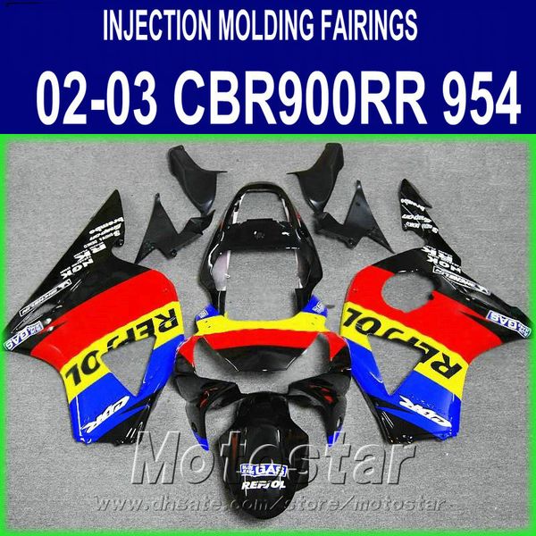 Kit de carénage de moulage par injection pour Honda CBR900 RR 954 02 03 CBR 954RR carrosserie CBR900RR 2002 2003 rouge jaune REPSOL carénages HS11