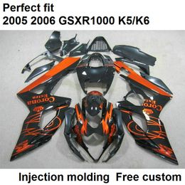 Carénages de moulage par injection pour Suzuki GSXR1000 2005 2006 kit de carénage de moto noir orange GSXR1000 05 06 DC23