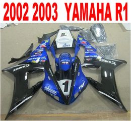 Juego de carenados de envío gratis de moldeo por inyección para YAMAHA YZF-R1 02 03 yzf r1 2002 2003 kit de carenado negro azul de alta calidad XQ4