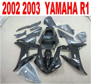 Moulage par injection livraison gratuite carénages pour YAMAHA YZF-R1 02 03 yzf r1 2002 2003 tout noir kit de carénage de haute qualité XQ1