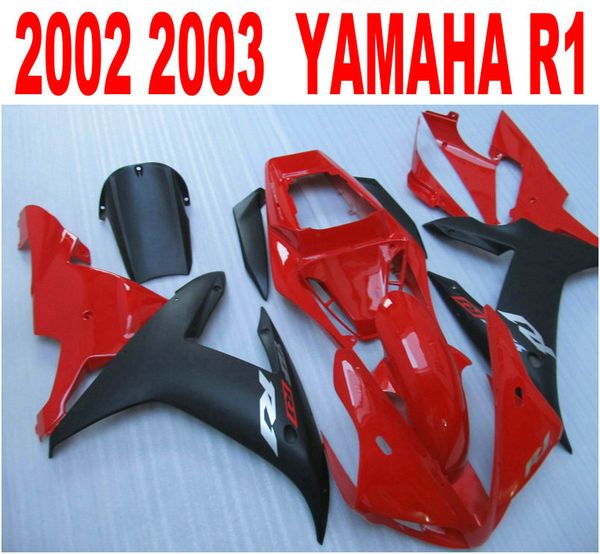 Spritzguss-Verkleidungsset für Yamaha YZF R1 2002 2003, hochwertiges mattschwarz-rotes Verkleidungsset YZF-R1 02 03 LQ14