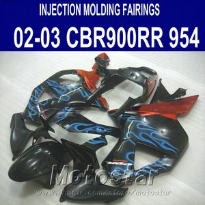 Spuitgieten voor HONDA CBR900RR Verkleiwielen 954 2002 2003 BLAUWE VLAMES BLACK MOTOBIKE CBR900 954RR ABS FUNING KIT CBR954 02 03 YR16