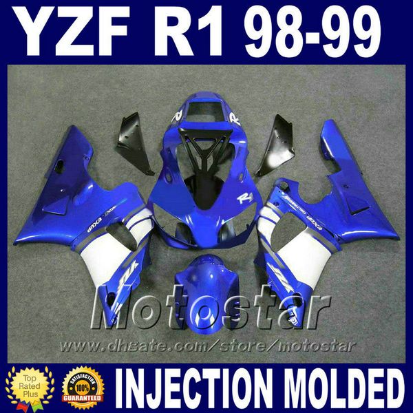 Moulage par injection pour YAMAHA 1998 1999 R1 kit de carénage YZF-R1 bleu blanc ABS corps en plastique 98 99 yzf r1 carénages P9M8