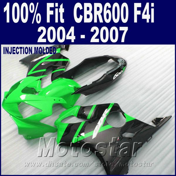 Carenado personalizado verde de moldeo por inyección para carenados HONDA CBR 600 F4i 2004 2005 2006 2007 bodykit 04 05 06 07 CBR600 F4i LCDE