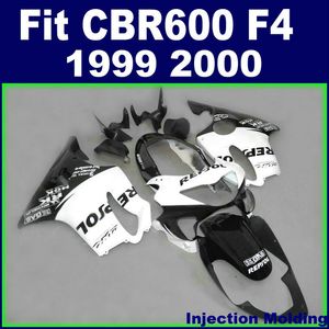Injectie Gieten Hoog voor Honda Body Parts Backings CBR 600 F4 1999 2000 Wit Zwart 99 00 CBR600 F4 Custom Backings BLOS