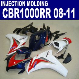 Injectie Molding Hoge Kwaliteit Fairing Kit voor Honda CBR1000RR 2009 2009 2010 2011 Blauw Wit Rode CBR1000 RR-Valvormingen Set 08-11 # U33