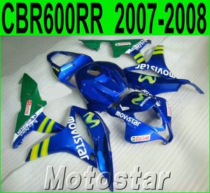 Pièces de moto moulées par injection pour carénages HONDA CBR600RR 2007 2008 kit de carénage movistar bleu vert CBR 600RR F5 07 08 LY50