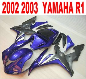 Moulage par Injection nouveau marché des pièces de rechange pour carénages YAMAHA YZF-R1 2002 2003 kit de carénage en plastique bleu noir YZF R1 02 03 HS35
