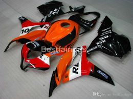 Spuitgieten Plastic Fairing Kit voor Honda CBR 600RR 09 10 11 Oranje Black Fackings Set CBR600RR 2009 2010 2011 XS05