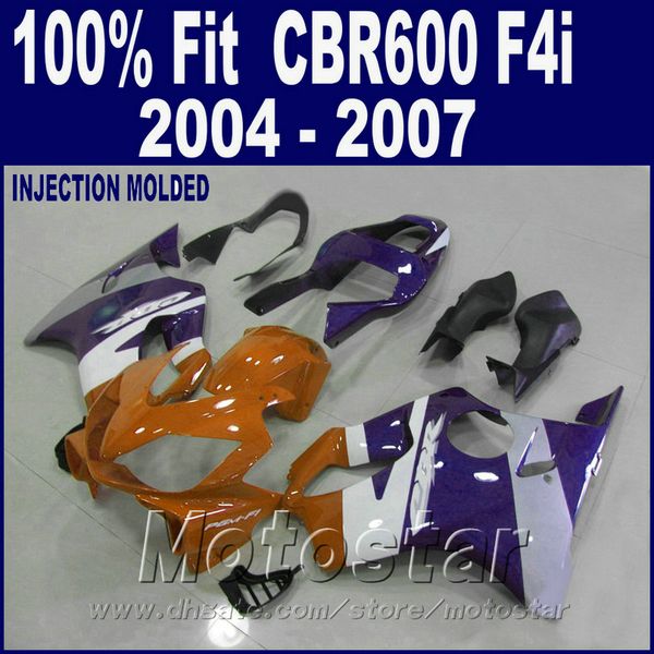 Plástico moldeado por inyección para carenados HONDA CBR 600 F4i 2004 2005 2006 2007 carenado naranja púrpura cbr600 f4i 04 05 06 07 HXAW