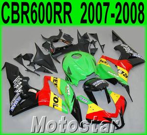 Spuitgieten Populaire bodykits voor HONDA CBR600RR 07 08 FIERINGS CBR 600RR F5 2007 2008 Black Yellow Repsol Plastic Fairing Kit KQ99