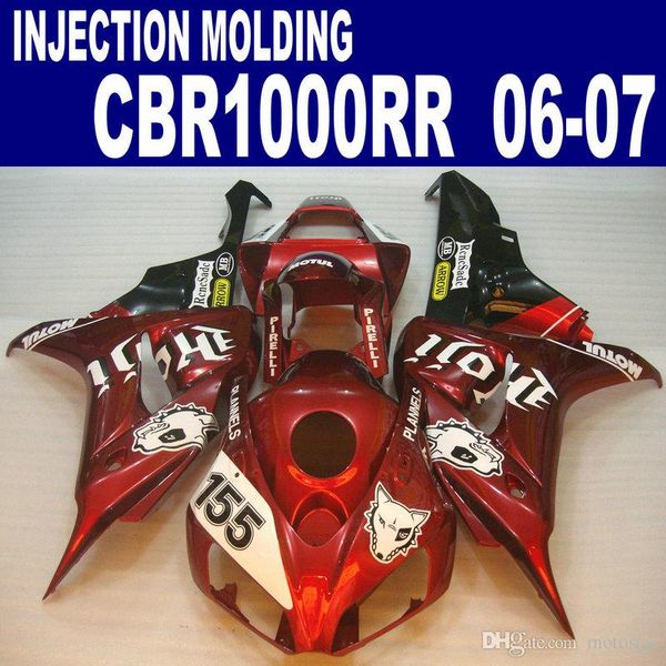 Kit de carrocería de carenado de molde de inyección para carenados HONDA CBR1000RR 06 07 carrocería roja y blanca CBR 1000 RR 2006 2007 VV5