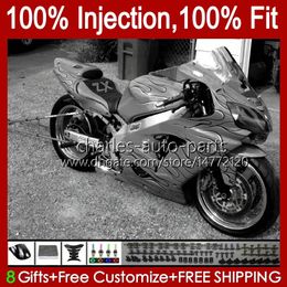 Corps d'injection OEM pour KAWASAKI NINJA ZX 1200 CC 12 R ZX1200C ZX12R 00 01 Carrosserie 2No.184 ZX 1200 12R 1200CC ZX-12R 2000 2001 ZX1200 C 00-01 100% Fit Carénage gris flammes