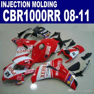 Injection OEM Personnaliser le kit de carénage de moto pour HONDA CBR1000RR 2008 - 2011 noir rouge blanc CBR 1000 RR 08 09 10 11 jeu de carénages #U21