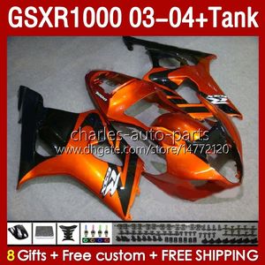 Injectie Oranje Glanzende schimmelbeurten voor Suzuki GSXR1000 GSXR-1000 K 3 GSX R1000 GSXR 1000 CC K3 03 04 Body 147No.44 GSX-R1000 2003 2004 1000CC 2003-2004 OEM Beurs Tank