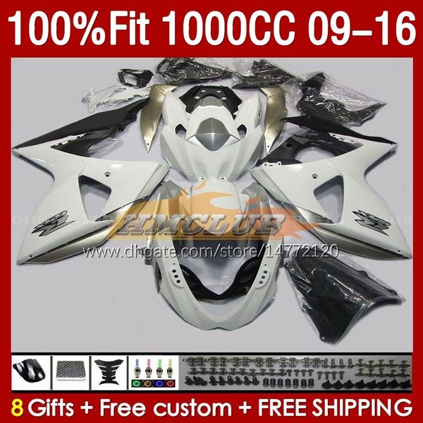 Inyección blanco brillante Carenados para SUZUKI K9 GSXR 1000 CC GSXR1000 09 10 11 12 13 14 15 16 151No.74 K 9 1000CC GSXR-1000 2009 2010 2011 2012 2013 2014 2015 2016 Carenado OEM