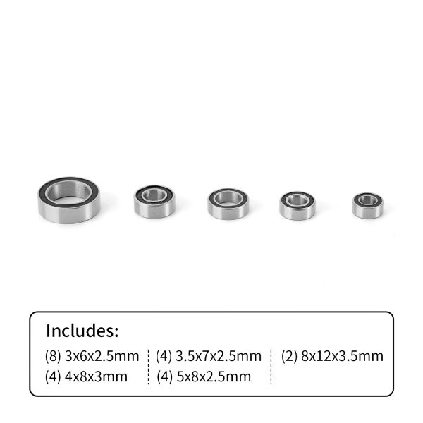 Kit de rodamiento sellado de acero de 22pcs para 1/18 RC Crawler TRX4M Piezas de actualización (4M-03)