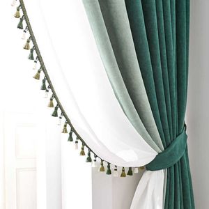 Vert d'encre personnalisé Morandi lumière luxe Chenille rideau occultant complet rideau de chaleur pour salon chambre 210712