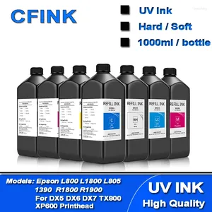 Kits de recharge d'encre 1000ml LED UV pour imprimante modifiée 1390 L800 L1800 L805 R1800 R1900 DX4 DX5 DX6 DX7 DX10 TX800 XP600 tête d'impression