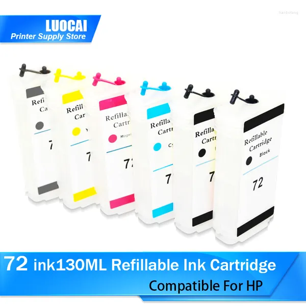 Kits de recharge d'encre cartouche LuoCai 130 ml pour 72 Designjet T1100 T1120 T1200 T1300 T610 T620 T770 T790 T2300 avec puce