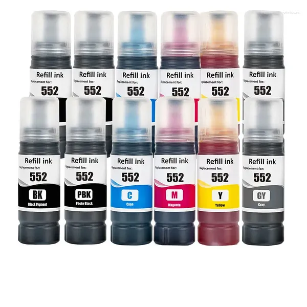 Kits de recarga de tinta 2 Sets 552 T552 Botella de color de color compatible Botella a base de botella para Ecotank ET-8500 ET-8550 Impresora