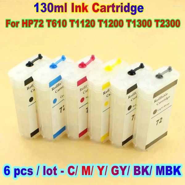 Kits de recharge d'encre 72 Cartouche pour les cartes de cartouches d'imprimante rechargeables avec outil de périphérique de puce de réinitialisation automatique T1100 T1300 T2300 T1120 130 ml