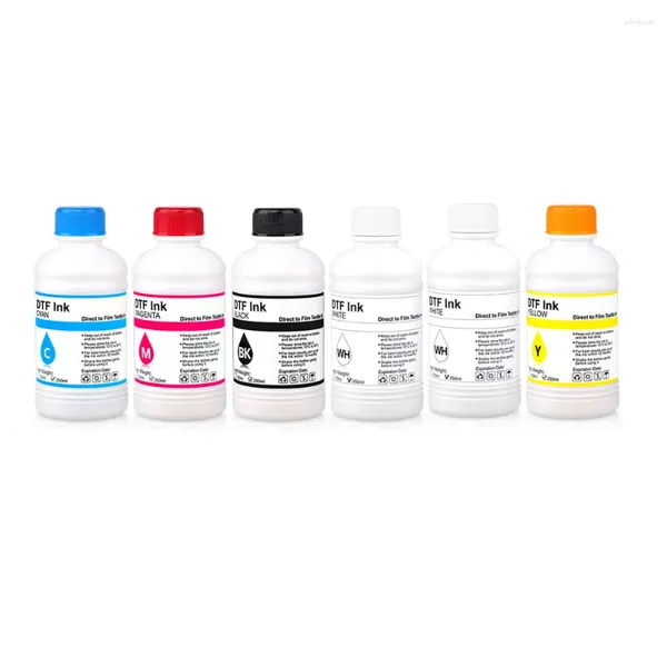 Kits de recharge d'encre DTF 6 pièces 250ML pour Film d'imprimante Dirent L1800 L800 L805 DX5 DX7 I3200 I4720 I5113 tête d'impression 1BK-1C-1M-1Y-2WH