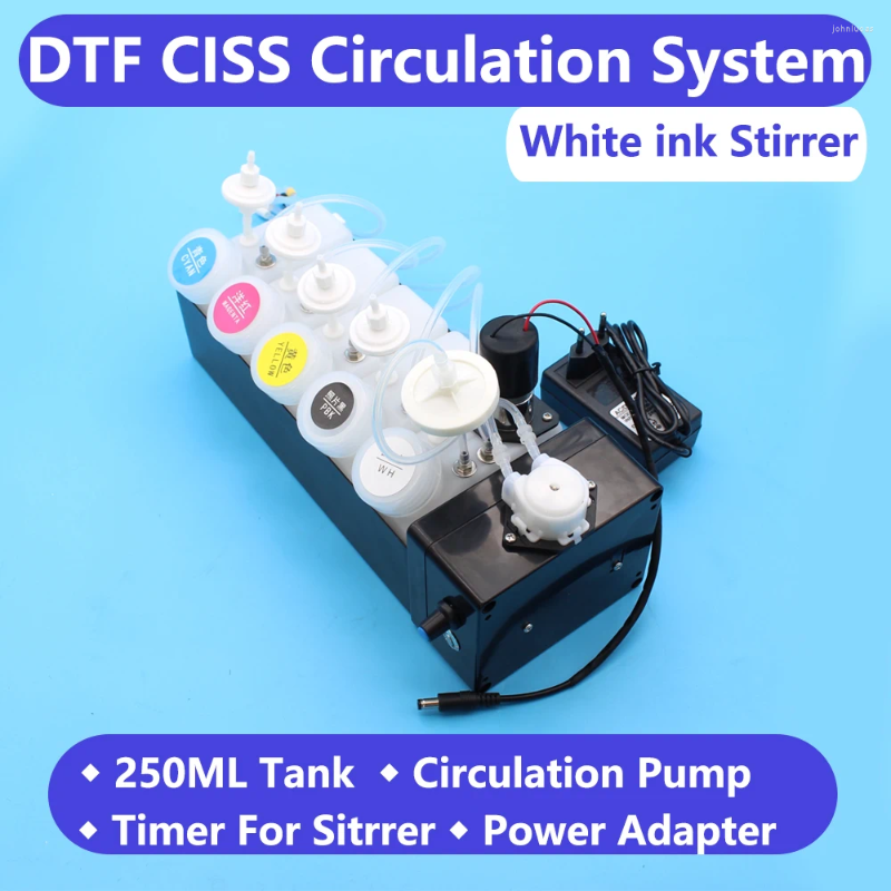 Kits de recarga de tinta Kit de sistema de circulación DTF Ciss sin amortiguador para impresora L1800 L800 L805 L18050 L8050 XP600 agitador blanco