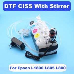 Kits de recharge d'encre DTF CISS Shake pour L1800 L800 L805 réservoir blanc avec agitateur mélangeur imprimante BIS système d'alimentation continue