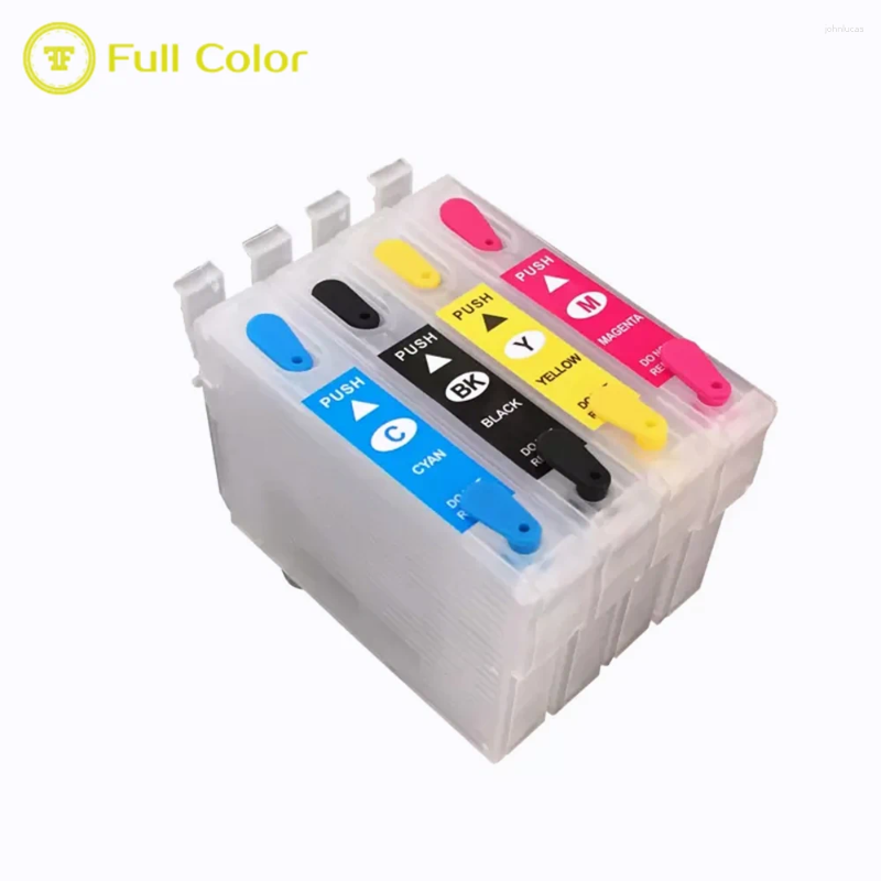 Kits de recarga de tinta Cartucho vazio recarregável FullColor com chip de redefinição automática T1381 T1382 T1383 T1384 para força de trabalho 320 630 633 435