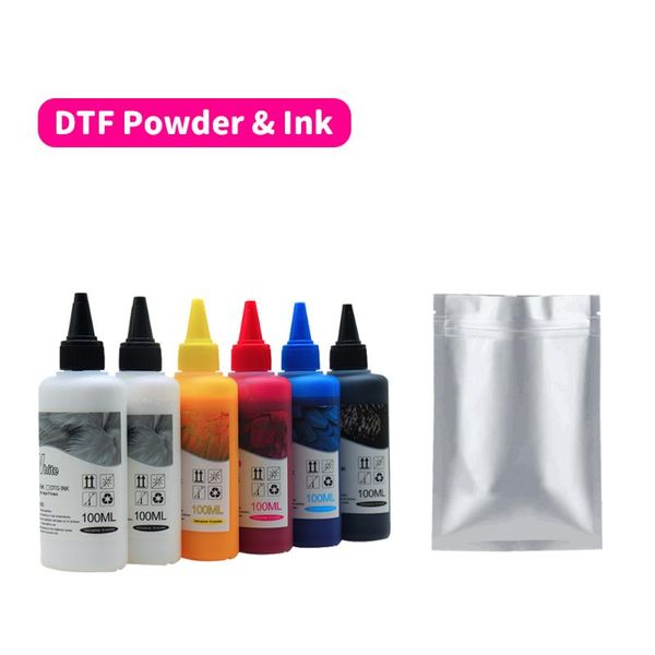 Kits de recarga de tinta, transferencia DTF para impresión directa de películas, camisas, ropa, camiseta, máquina derretir Poliamida en polvo, kits de tinta