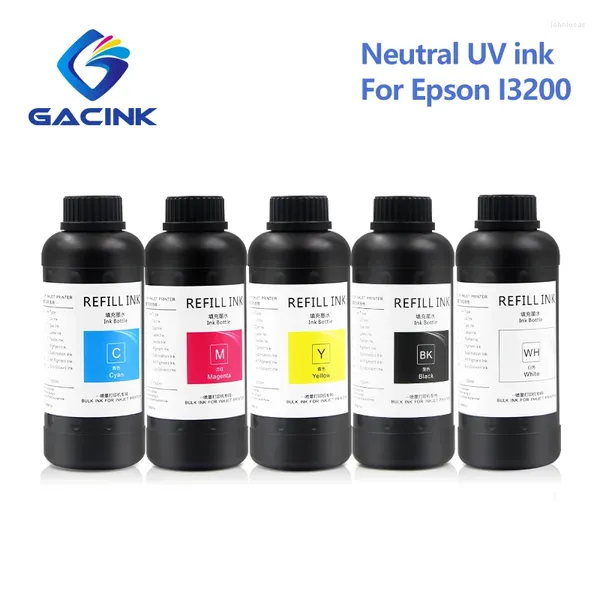 Kits de recarga de tinta UV 500 ml/botella para i3200 neutral tiene una velocidad de curado rápida traje de resistencia de rasguño fuerte de plástico vidrio acrílico, etc.