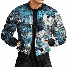 Ink Spl Camoue Print Lg Sleeve Bomber Jacket Fi Zipper Vintage Manteau Tops Élégant Slim Basic Dames Vestes H58Z #