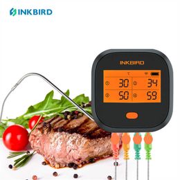 InkBird IBBQ-4T Wi-Fi Vlees Digitale Thermometer Regendichte Magnetische alarmthermometer voor Keuken Roker Grillen met 4 Sondes 210719