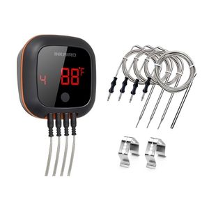 INKBIRD IBT-4XS Écran de lecture à rotation numérique BBQ Viande Thermomètre de cuisson Bluetooth Connect Conception magnétique et 2/4 sondes 210719