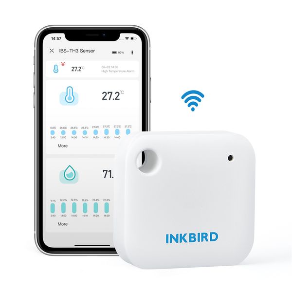 Inkbird de bolsillo de bolsillo de 2.4 GHI Temperatura Sensor de humedad de humedad Higrómetro de termómetro interior Sensor 2 en 1 con alarmas de temperatura