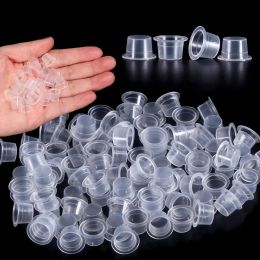 Inks 1000 pcs Plastic jetable microblading tatouage tasse d'encre s / m / l silicone maquillage permanent pigment transparent transparent capuchon de récipient en vrac