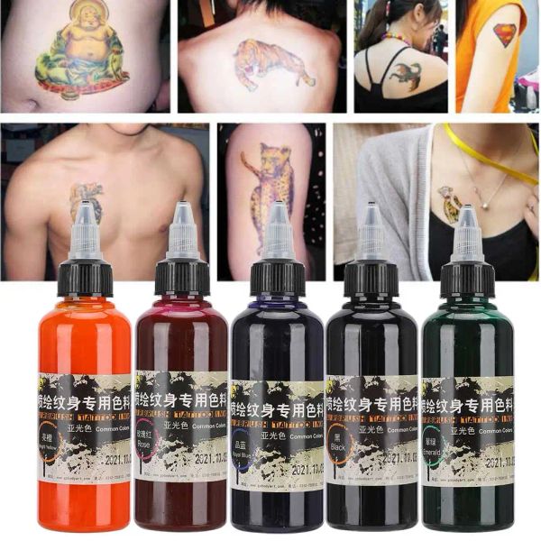 Encres 100ml professionnel sûr temporaire jetable mat facile coloration tatouage encre couleur dessin aérographe pigment pour le maquillage du corps art