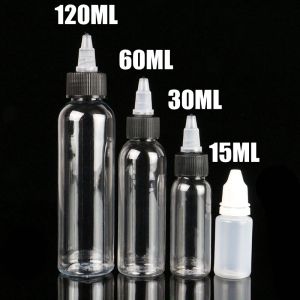 Inks 10pcs 120 ml / 60 ml / 30 ml / 15 ml Tatouage Vide encre Bouteille en plastique Plastic Cap tatouage Pigment Pigment Bottle