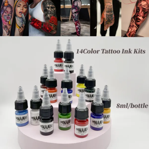 Tintas 14 Color/set 8 ml/botella Kits de tatuaje de tatuaje profesional para el arte del cuerpo Micropigmentación Pigmento Pigmento Conjunto de color
