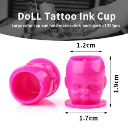 Ink 200 PPCS Tattoo Ink Cups Figura de muñeca Figura de plástico Tinta desechable Tapa de pigmento Tapa de tatuaje de maquillaje permanente