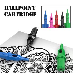 Inkten 20 stks tattoo ballpoint cartridges tattoo naalden inkt gratis voor beginner designer Dotwork Drawing Practice Tattoo Refill